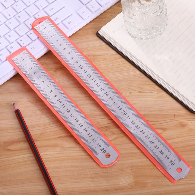 Picture of Stainless steel ruler 0.5mm thick metal steel ruler Office drawing measuring tool 20cm ruler stationery wholesale