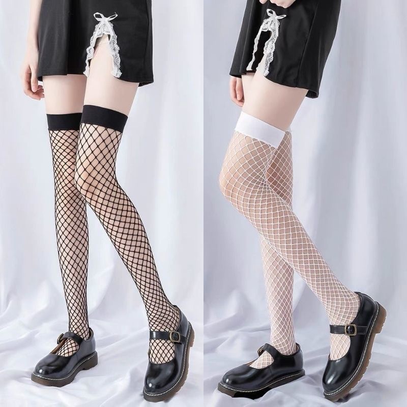 Summer Ultra-thin JK Black Silk Sexy Fishnet Stockings Internet Popular Long Tube Over-the-Knee Socks Half Socks Thigh Socks for Children