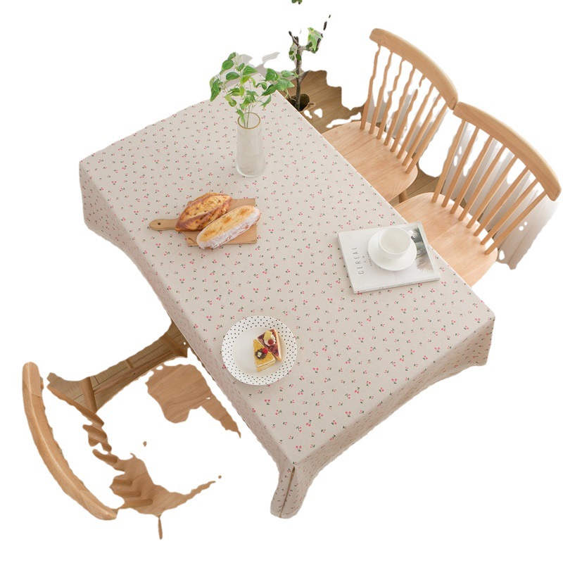 Yiman Qiyun Small Cherry Pink Fruit Printed Pastoral Cotton Linen Tablecloth Tablecloth Wholesale Household Cover Towel