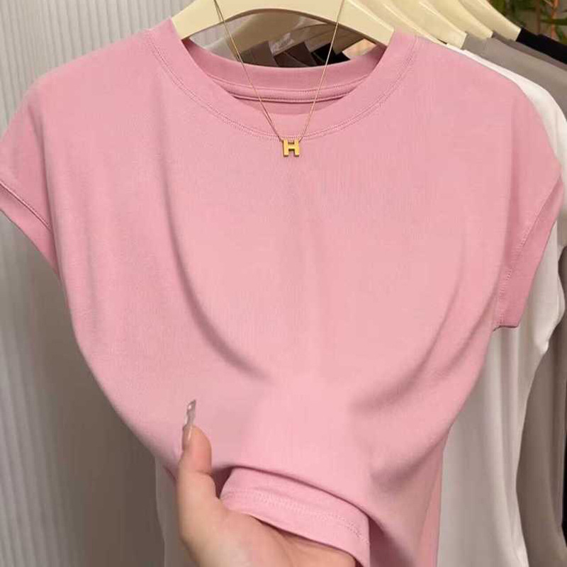 Picture of Feifei Sleeve T-shirt Women's Short Sleeve 2025 New Design Sense Niche Fashionable Slimming European Style Crewneck Top for Women
