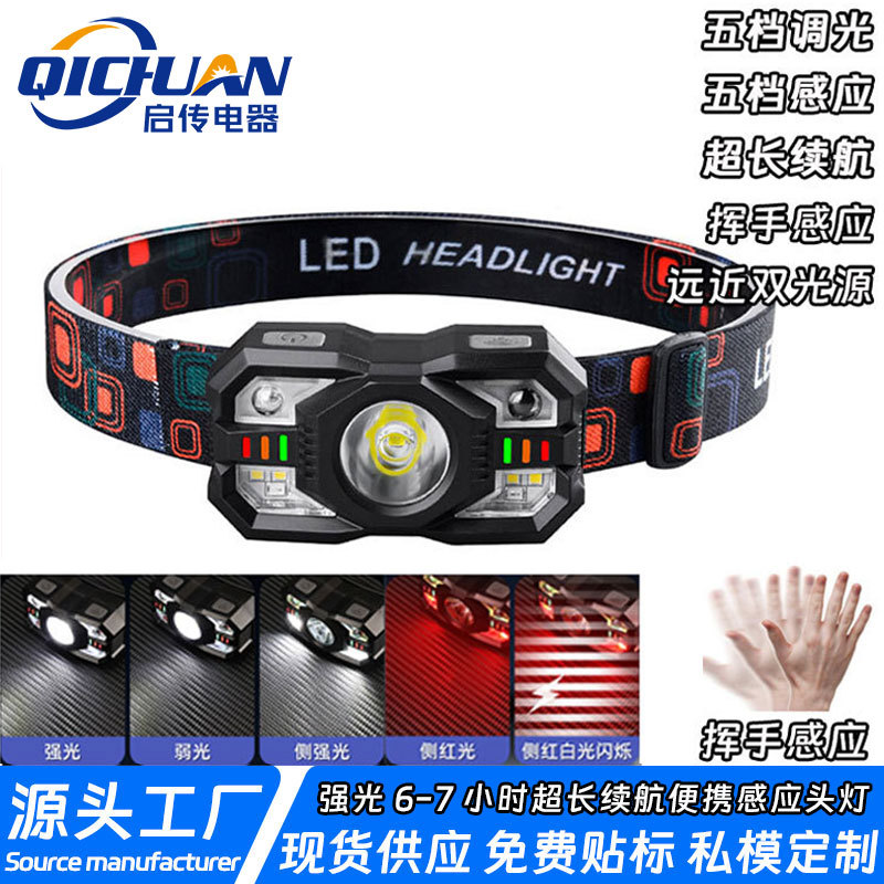 Cross-border induction headlamp strong light long endurance multifunctional portable headlamp outdoor waterproof fishing mini headlamp