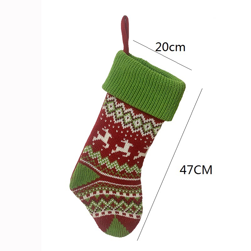 Picture of New in stock Christmas Decorations Home Decorative Pendant Snowman Deer Knitted Christmas Socks Gift Bag
