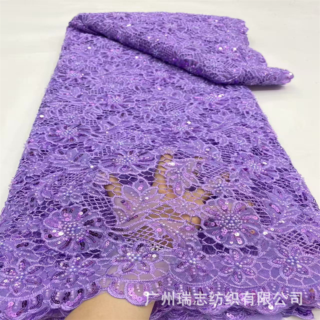 New handmade beaded lace embroidered cloth fashion dress embroidery fabric Wedding lace fabric