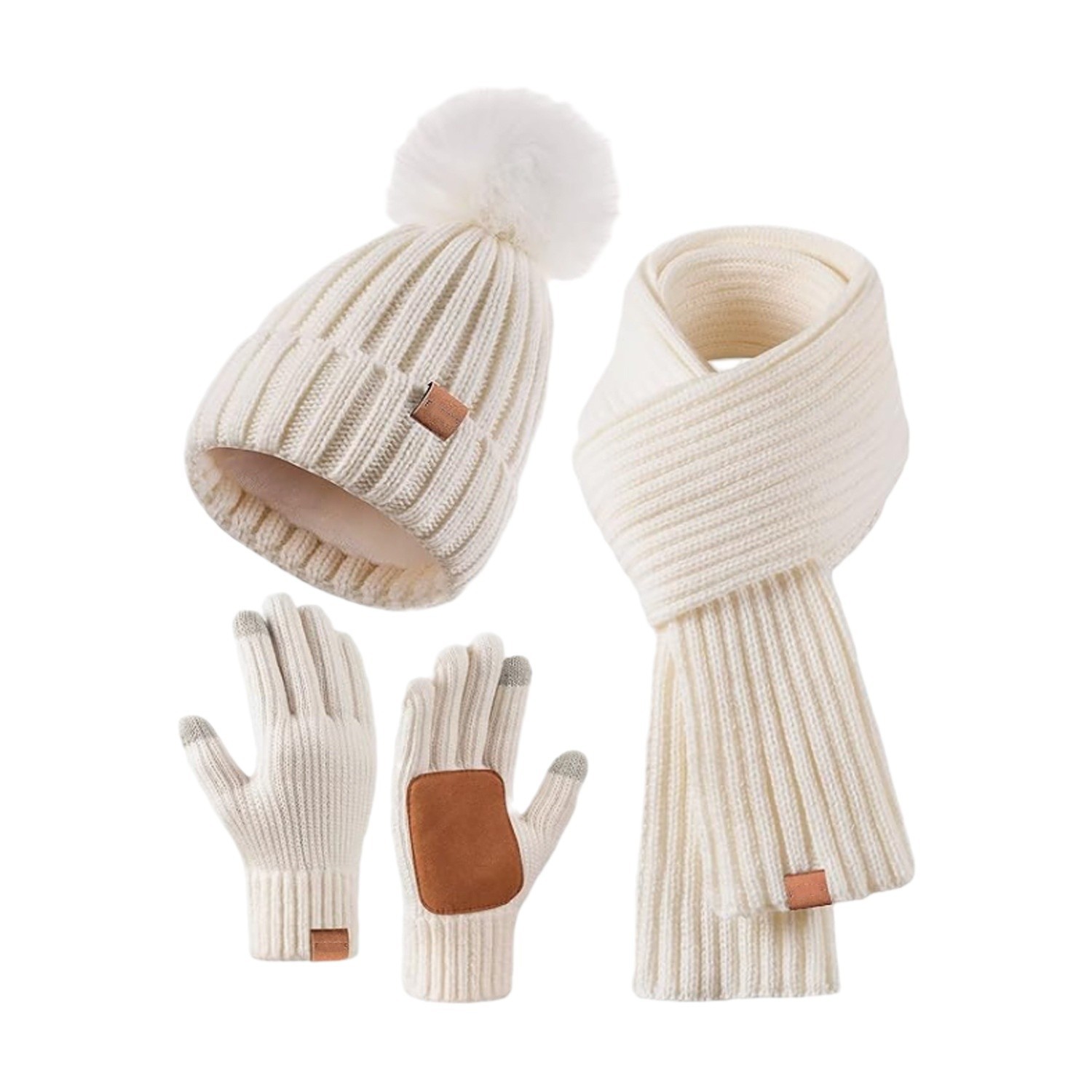Picture of Cross-border e-commerce factory new in stock adult children 6 color women's knitted hat scarf touch screen gloves