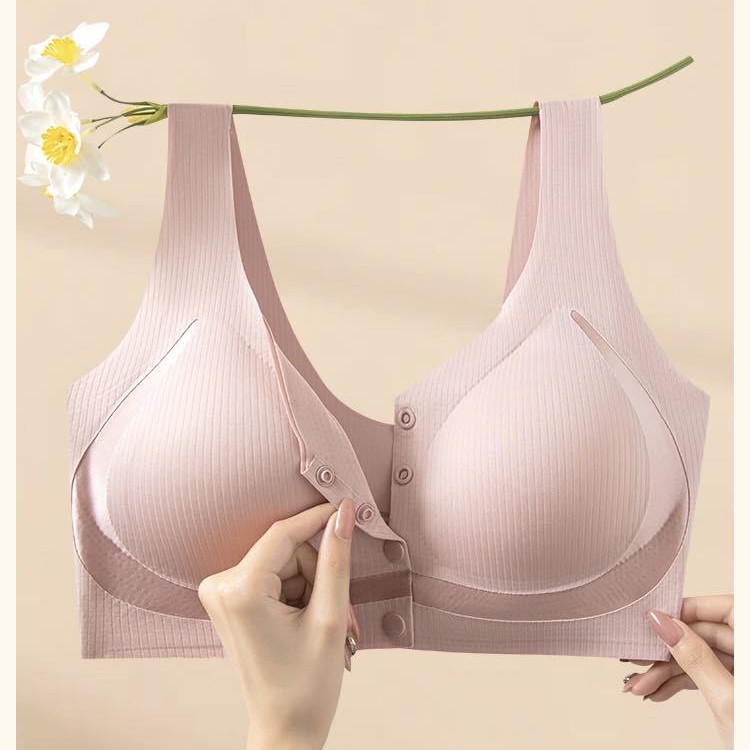 plus size Traceless Air Cup Front Opening Buckle Underwear Women's Lending Push-up Anti-sagging Breasts Breastfeeding Mother Bra