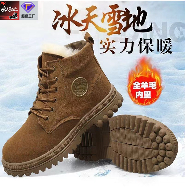 Wool Warm Boots Outdoor Snow Boots Winter Men's Thickened Warm Plus Velvet Coldproof Cotton Shoes Winter Northeast Boots Fashion