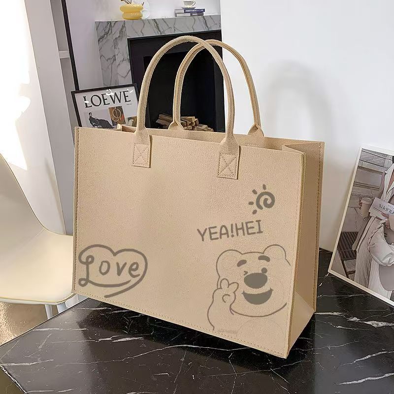 Ins New Felt Handbag Handbag Shoulder Logo Versatile Large Capacity Tote Bag Fashionable Ins Style