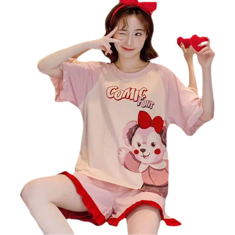 Factory wholesale pajamas women's summer thin short sleeve cute princess style oversize ladies summer home suit