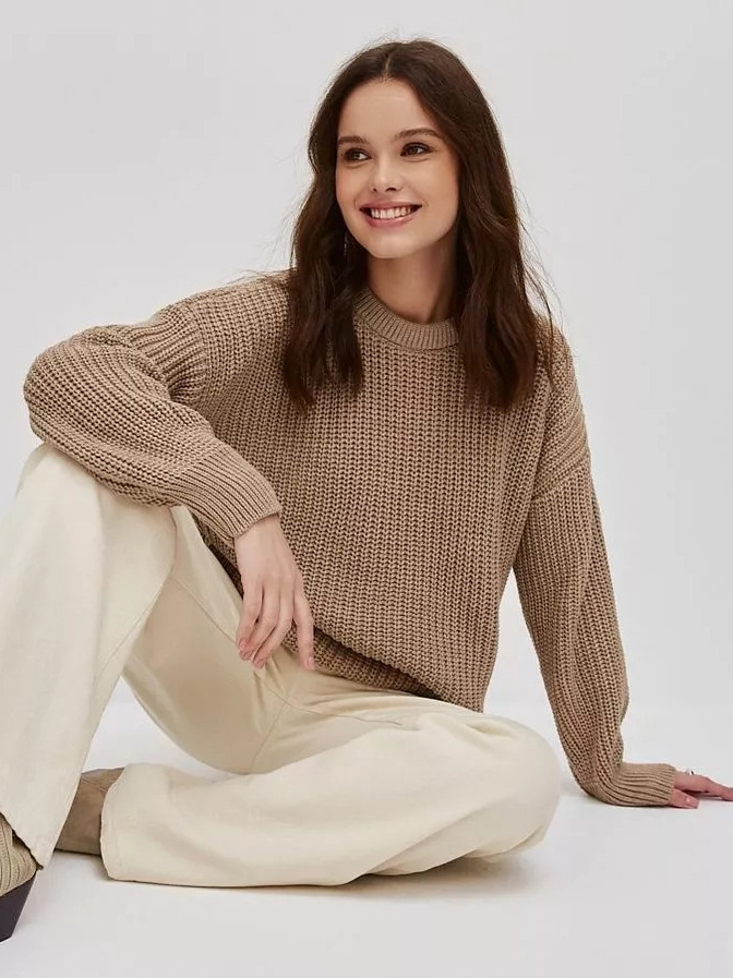 Cross-border Foreign Trade New Style Simple Commuter Autumn and Winter Pullover Loose Coarse Needle plus size Solid Color Round Neck Long Sleeve Sweater for Women