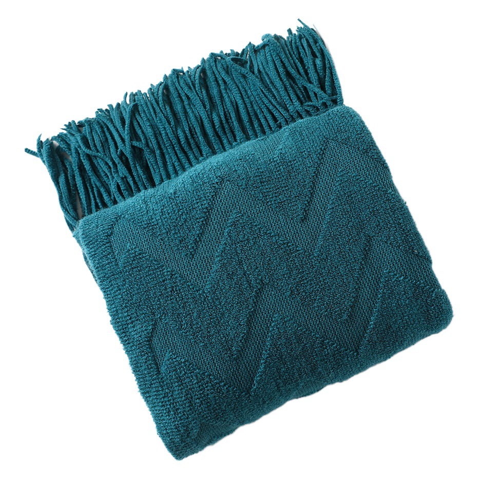 Picture of Sofa Throw Blanket Herringbone Knitted Blanket Office Air Conditioning Nap Blanket Shawl Blanket Geometric Jacquard Blanket with Towel