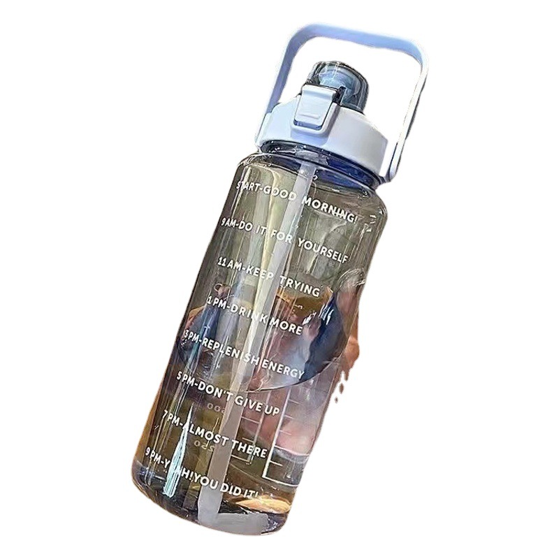 Large capacity water Cup 2 liters Internet celebrity ins trendy straw cup sports with scale portable simple leak-proof portable drop-resistant