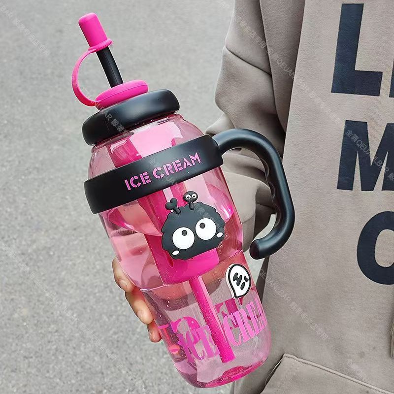 Picture of Lucky Belly Cup Large Capacity Big Mac Water Cup Tea Leakage Scented Tea Suction Tube Cup High Color Value Handle Convenient Ice Cup