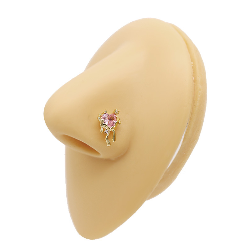 Picture of Gaibei Europe and the United States cross-border pearl heart-shaped nose nail heart-shaped wings bow l rod puncture nose nail puncture factory