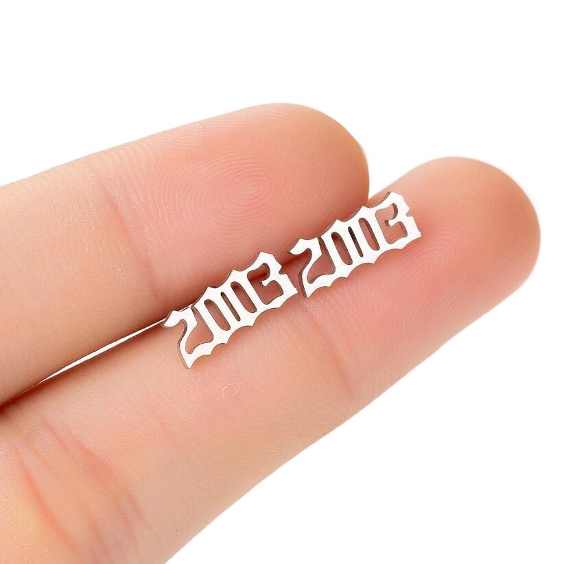 Cross-border European and American style Arabic numeral combination year earring ins wholesale native year ear jewelry 1980-2019