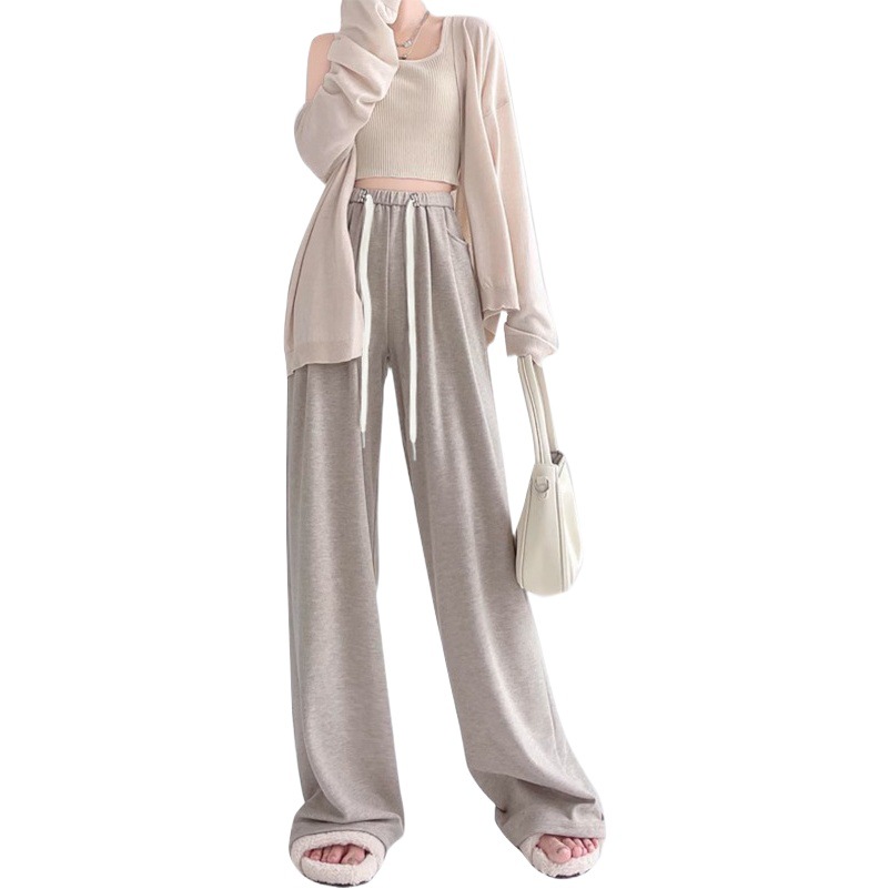 Pregnant women's glutinous rice wide-leg pants that can also be worn after giving birth loose high waist rope high waist slimming casual draping pants for women