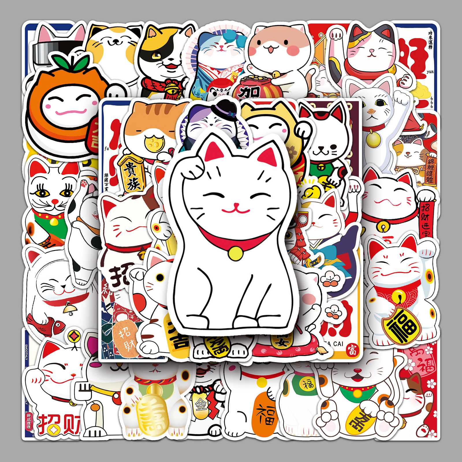50 lucky cat personality cartoon cat luggage suitcase scooter car decoration waterproof mobile phone stickers