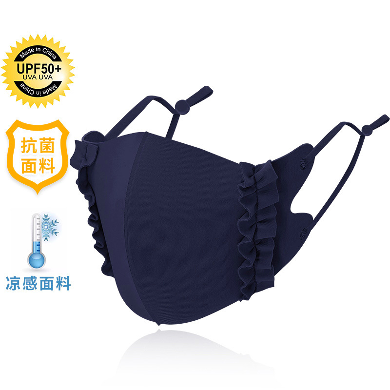 Picture of Ice Silk Wood ear edge three-dimensional adjustable cloth mask candy color thin cool sunscreen breathable mask 