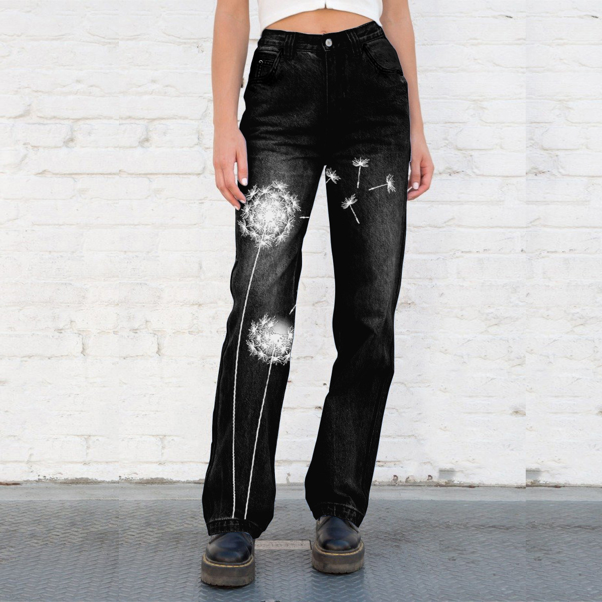Retro Foreign Trade Cross-border Amazon Europe and America Leisure Wash Art Jeans Women's 2226