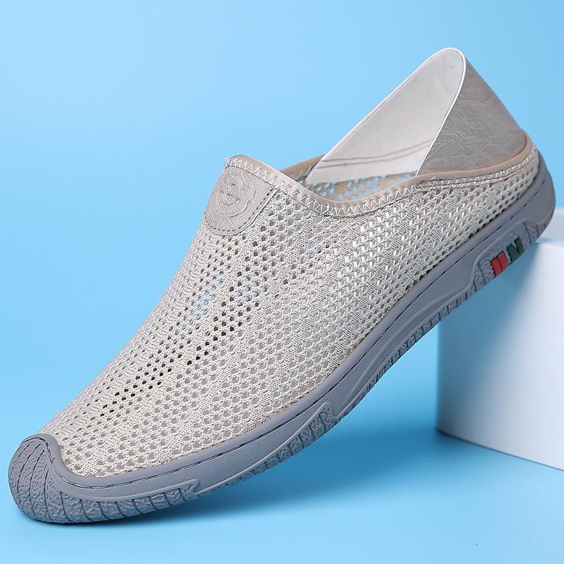 New Men's Shoes Slip-on Lazy Casual Shoes Breathable Mesh Hollow Hole Shoes Cross-border Men's Running sneaker