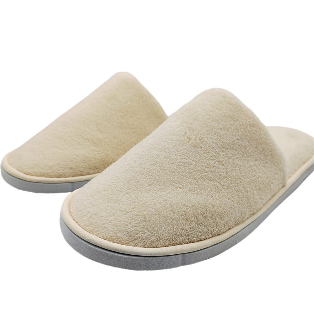 Picture of Disposable solid color coral fleece slippers hotel homestay couple slippers room hotel thickened slippers wholesale