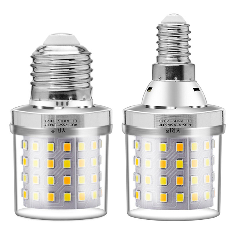 led bulb e27 screw e14 thread super bright energy saving energy saving lamp household durable three-color light changing led corn bulb