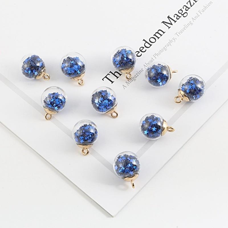 Picture of Cross-border Hot Sale Color Transparent Star Sequins Crystal Glass Ball Pendant DIY Handmade Ear Jewelry Accessories