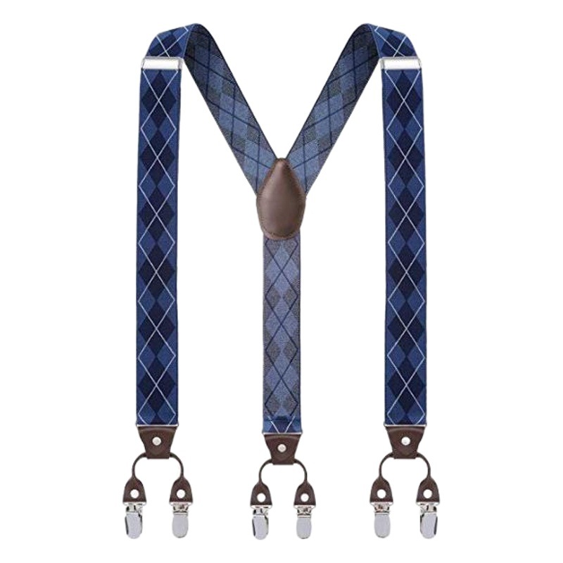 Cross-Border E-Commerce Men's Suspenders Suspenders Six-Clip Buttons Retro Shoulder Straps Retro Style Buttons