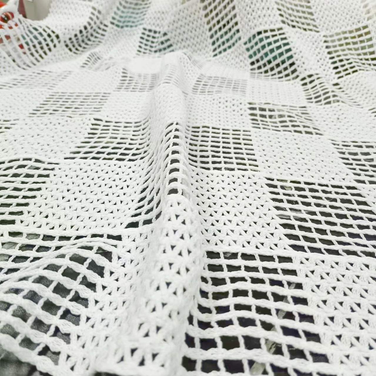 Picture of Polyester three-dimensional hollow fabric large square water-soluble white embroidered imitation hand hook lace handmade DIY accessories lace