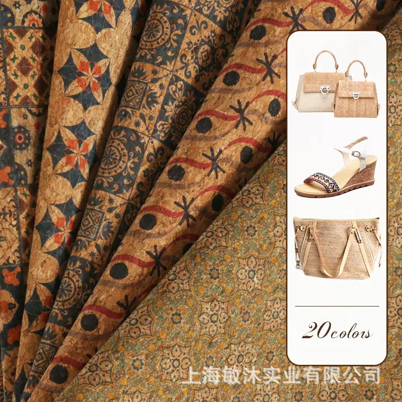 Cork Cloth Printing Environmentally Friendly Luggage Background Wall Natural Cork Fabric Soft Bag Hard Bag Decoration Artificial Leather Pu Leather