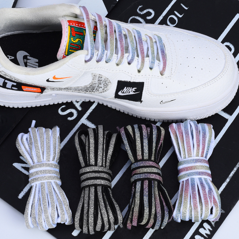 Picture of Reflective shoelaces men and women personality tide semicircle flat black and white color sports basketball shoes shoelaces strength factory