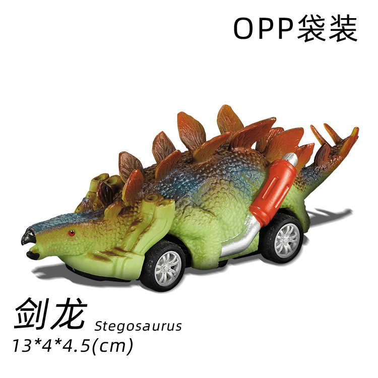 Picture of Cross-border dinosaur inertia pull-back car toy stall wholesale simulation Tyrannosaurus Dragon Triceratops set fall-resistant toy car