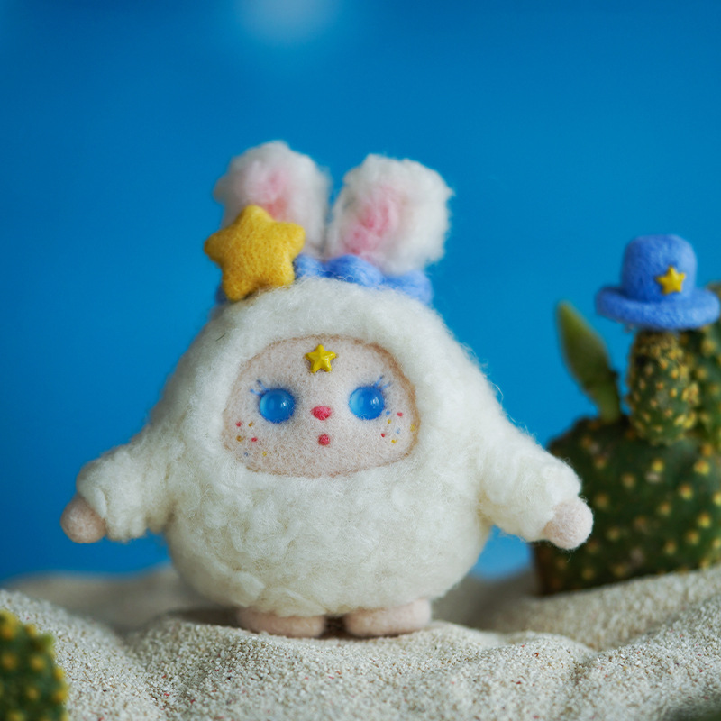 Picture of Velvet rabbit New Year Cartoon Doll wool felt pokes diy material package handmade gift pendant New Year