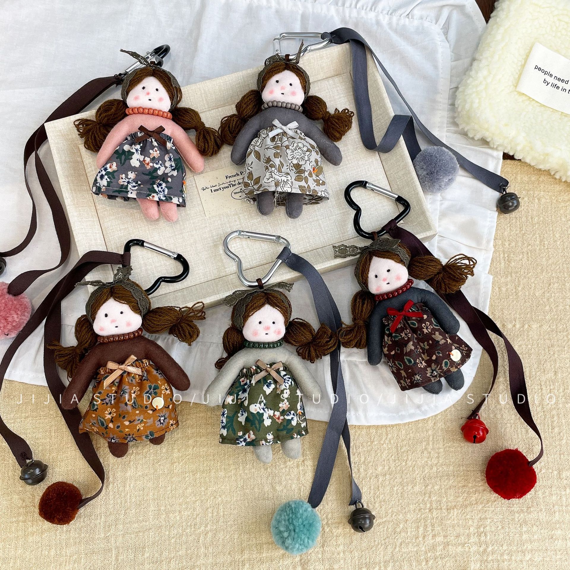 Autumn and Winter New Cute Chubby Doll Bag Pendant Sweet Mori Floral Skirt Keychain Doll Pendant