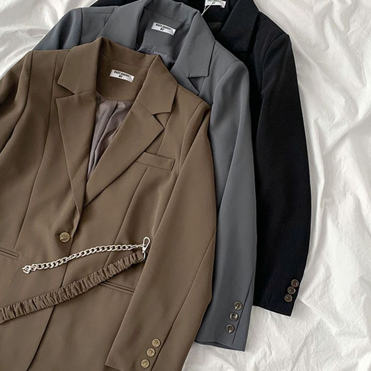 Picture of Children's suit Spring and Autumn new women's twill cotton waist-tight suit jacket long-sleeved jacket small suit belt delivery