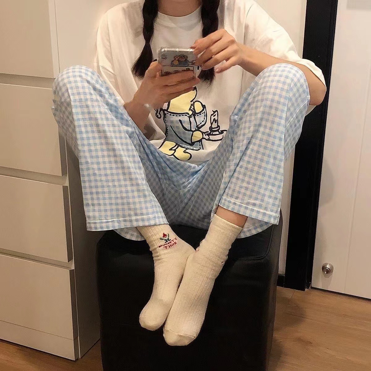 Casual Pants Spring and Summer Pajama Pants Women's Pants Outwear Pants Thin Plaid Loose Home Pants Women's Walking Pants Dormitory Pants