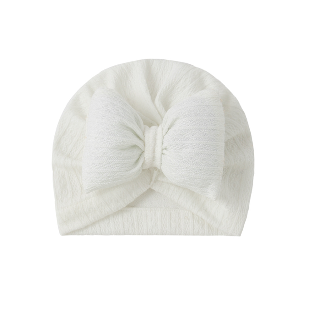 Picture of European and American New Baby Knitted Cotton-Filled Large Bow Kidsren's Pullover Hat Boat Hat Baby Turban Hat Ins Cross-Border
