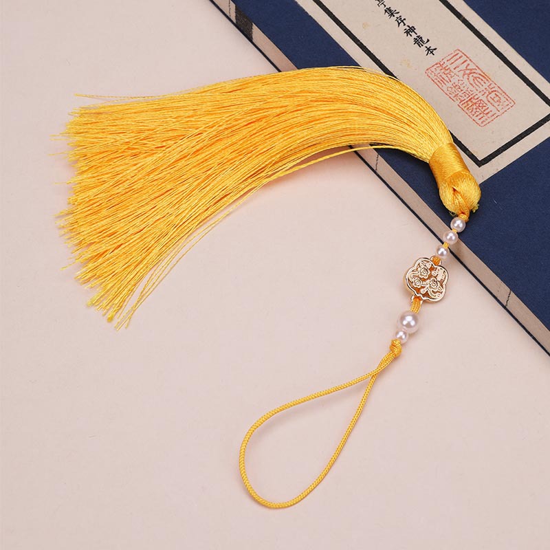 Picture of Pearl Fan Ancient Style Tassel Waist Pendant Fan DIY Tassel Chinese Han Dynasty Cheongsam Car Hanging Tassel Pendant