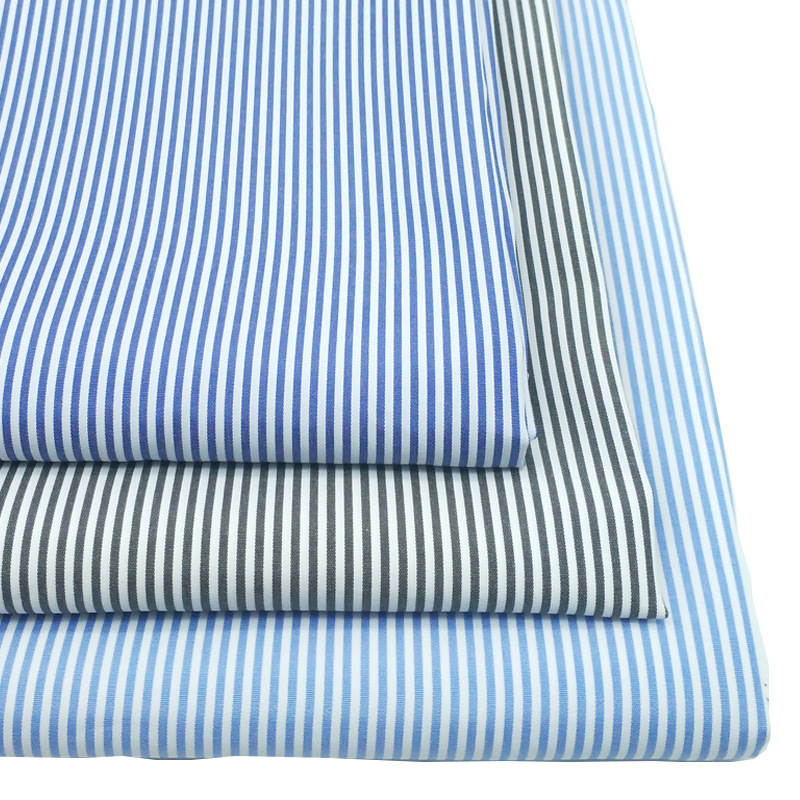 Picture of in stock wholesale yarn-dyed striped shirt fabric woven polyester striped fabric fine grain fashion shirt striped fabric