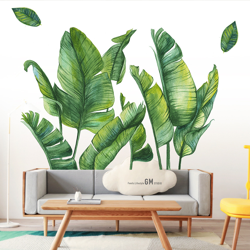 Cross-border new Nordic green leaf plant beautifying wall stickers living room bedroom corridor hallway decorative stickers ML6746