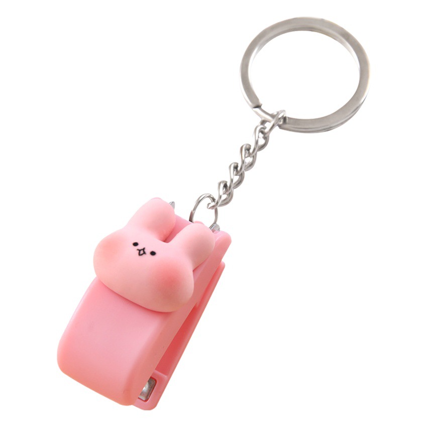 Creative cute cartoon mini stapler student portable with keychain pendant small office stapler wholesale