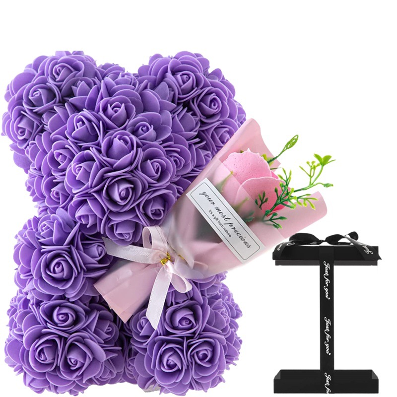 Rose eternal flower Valentine's Day birthday gift for girlfriend Rose bear with flowers cross-border Amazon gift flower