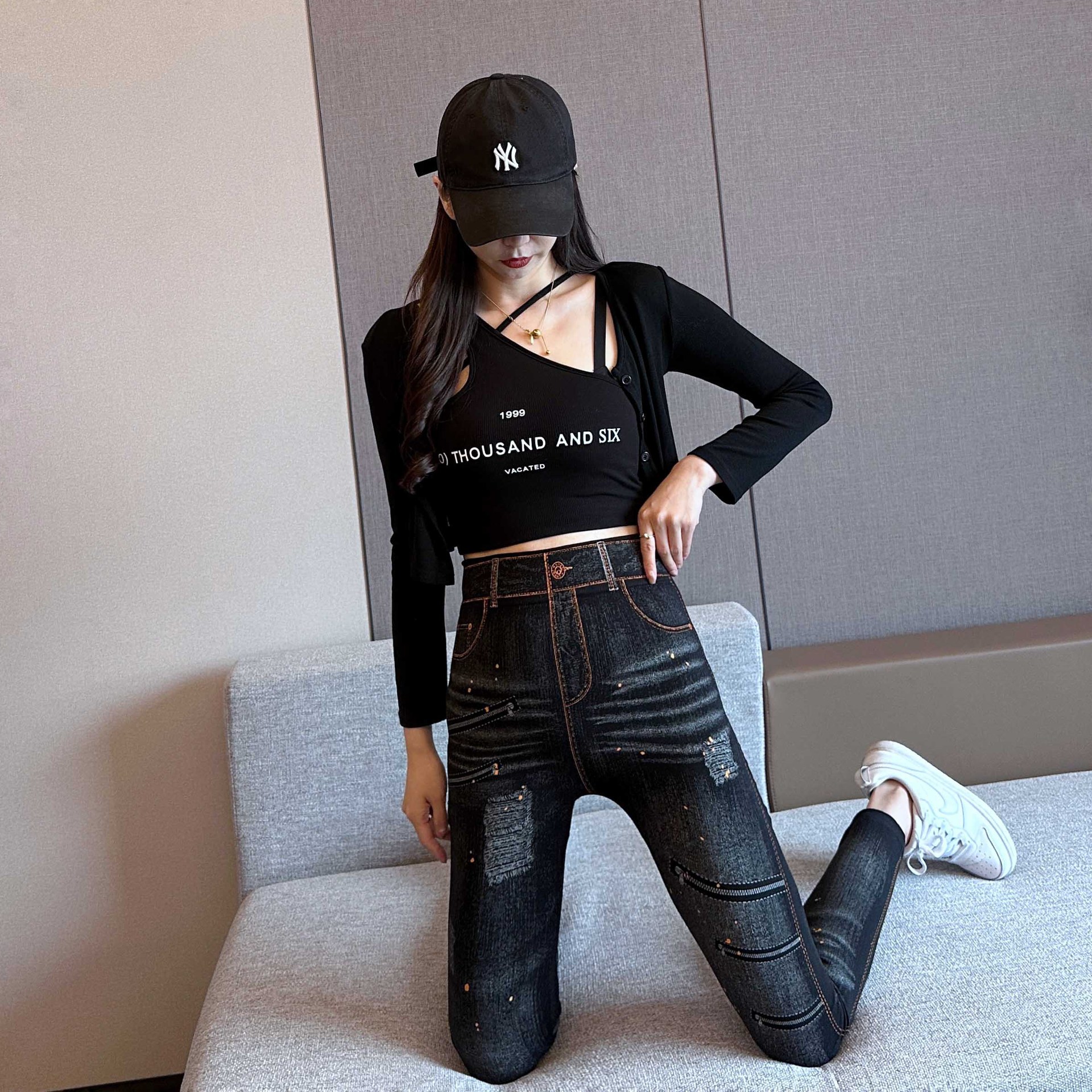 Picture of Spring and Autumn New Modal High Elastic Leggings High Waist Hip Breathable Ankle Pencil Pants Women's Outer Wear Fitness Pants