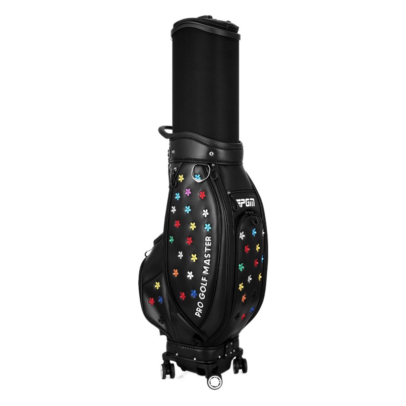 PGM Golf Bag Women's Telescopic Ball Bag Four-wheel Flat Push Air Consignment High-end Embroidery Factory Outlet
