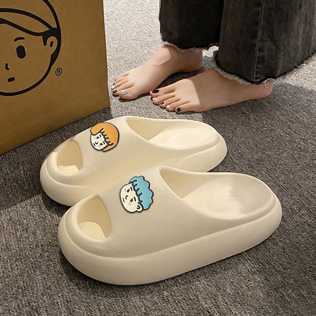 EVA Thick Slippers for Boys and Girls Couple Summer Indoor and Outdoor Non-Slip Bathroom Odor-Resistant Bathing Sandals Super Soft