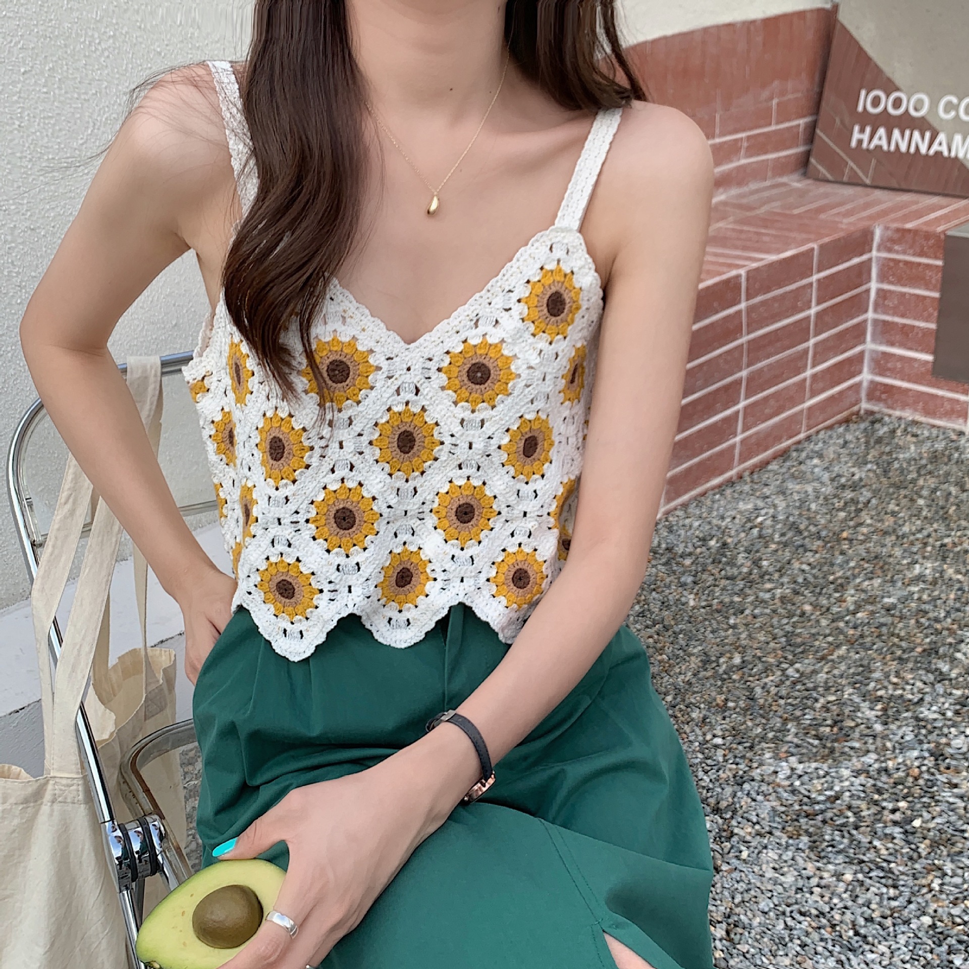 Bohemian Vacation Short Camisole Women's Outer Wear Design Sense Niche Inner Shirt Top Summer
