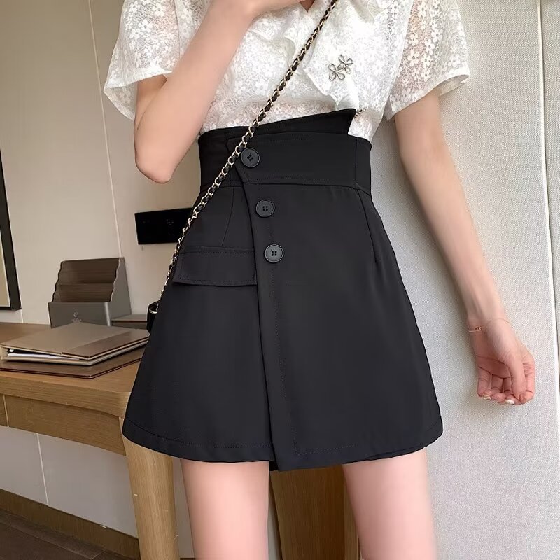 Stretch Jeans High Waist Slim Black Pants Tight Shorts Straight Wide Leg Hot Pants Women's Summer 2023 New
