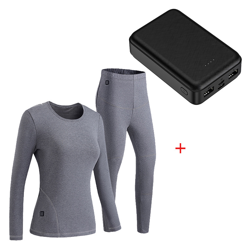 Picture of Cotton fleece-lined USB Men's Thermal Underwear suit Winter 11 Zone Cold-proof Couple Smart Charging Heating Underwear