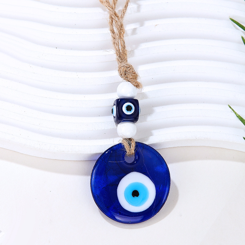 Cross-border retro pendant devil's eye bell wind chime two size blue eye hemp rope European and American decorative pendant wholesale