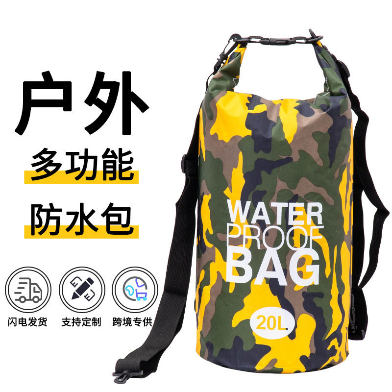 Cross-Border Camouflage Waterproof Bag Multi-Functional Waterproof Bag Swimming Portable River Tracing Waterproof Bucket Bag Available in Stock