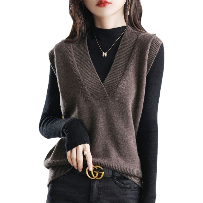 Women's knitted waistcoat vest women's sweater early spring autumn 2024 new women's folded cardigan coat top